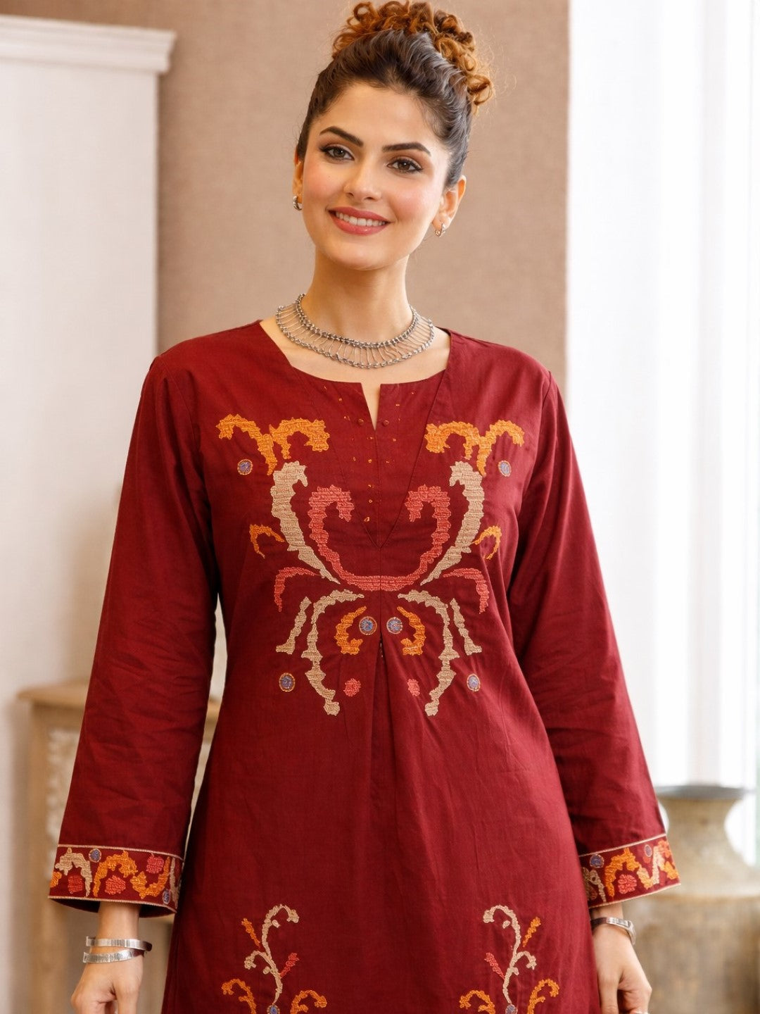 Karen merlot cotton kurta pant set
