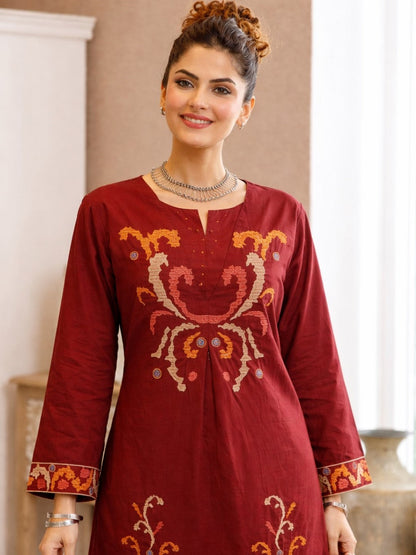 Karen merlot cotton kurta pant set