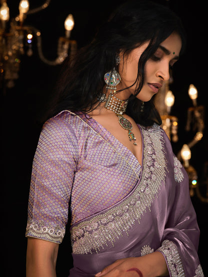 Dhiyona KM Women The Royal Grace Purple Kanjivaram Silk Saree