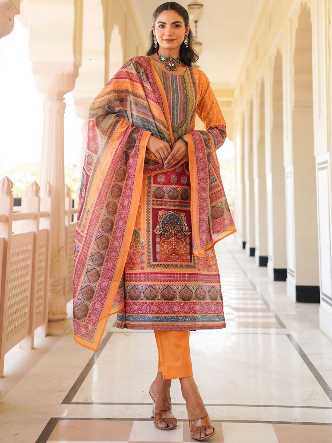 Dhiyona KL Women Ethnic Motifs Printed Kurta with Trousers & Dupatta
