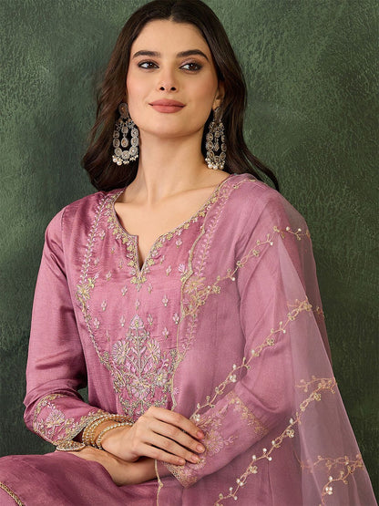 Dhiyona KL Women Ethnic Motifs Embroidered Regular Thread Work Kurta with Sharara & With Dupatta