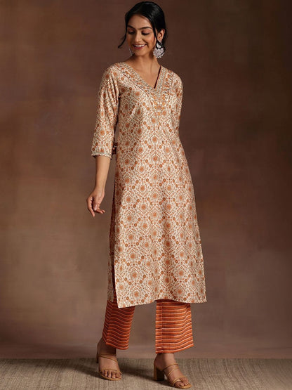 Women Ethnic Motifs Printed Regular Thread Work Kurta with Trousers & With Dupatta