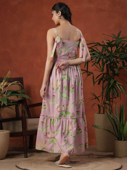 Dhiyona AY Women's Floral Print Fit & Flared Maxi Ethnic Dress