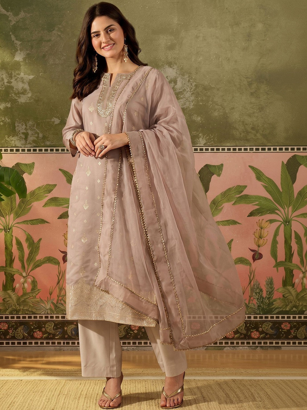 Embroidered Round Neck Kurta Sets