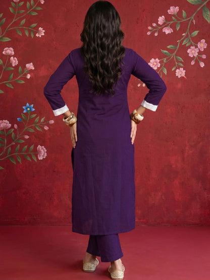 Women Ethnic Motifs Embroidered Regular Thread Work Kurta with Trousers & With Dupatta