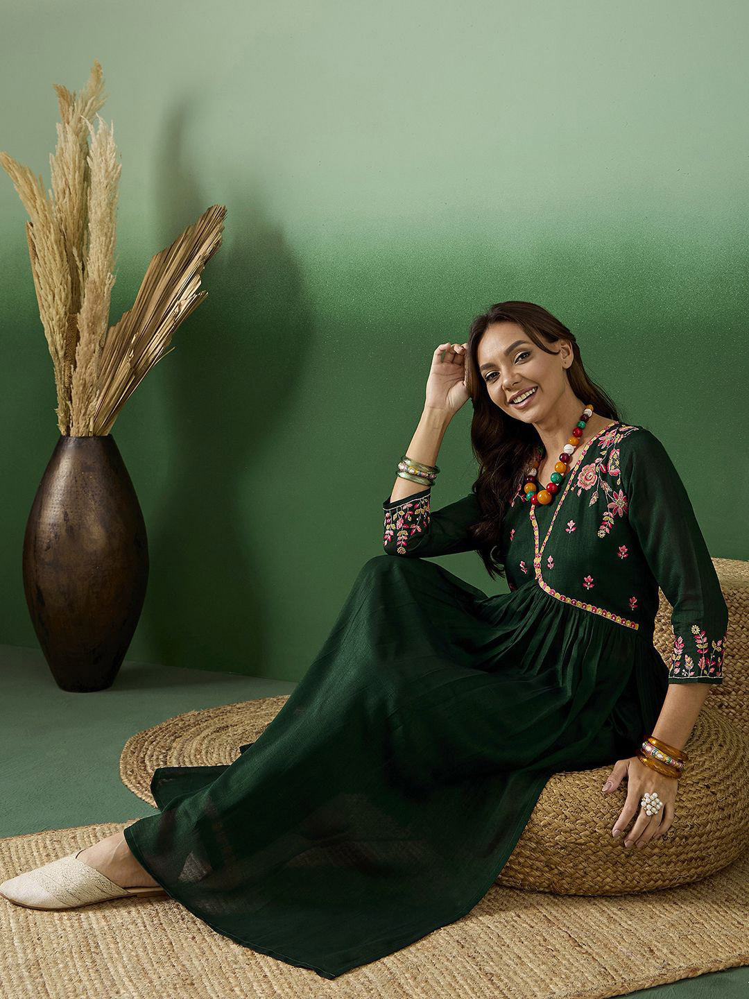 Sequence Embroidered Anarkali Kurta With Trousers