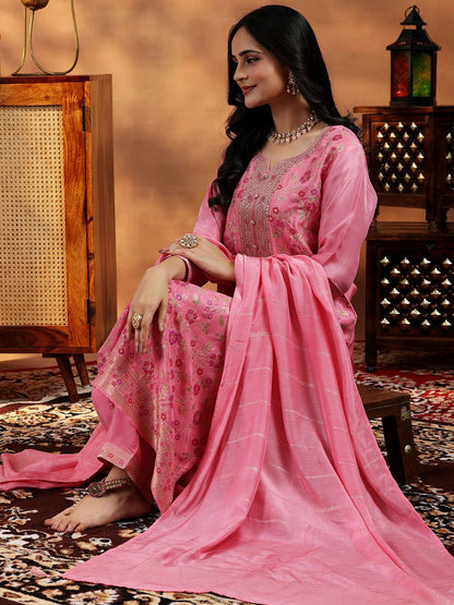 Dhiyona LL Women Floral Regular Kurta with Palazzos & With Dupatta