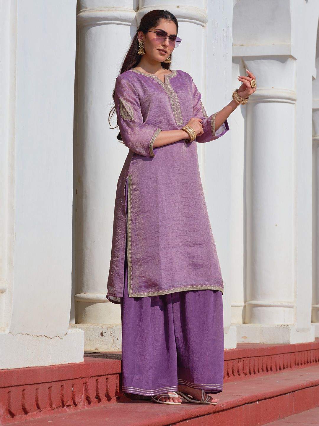 Dhiyona HOP Fendi Kurta with Sharara Pants & Organza Dupatta