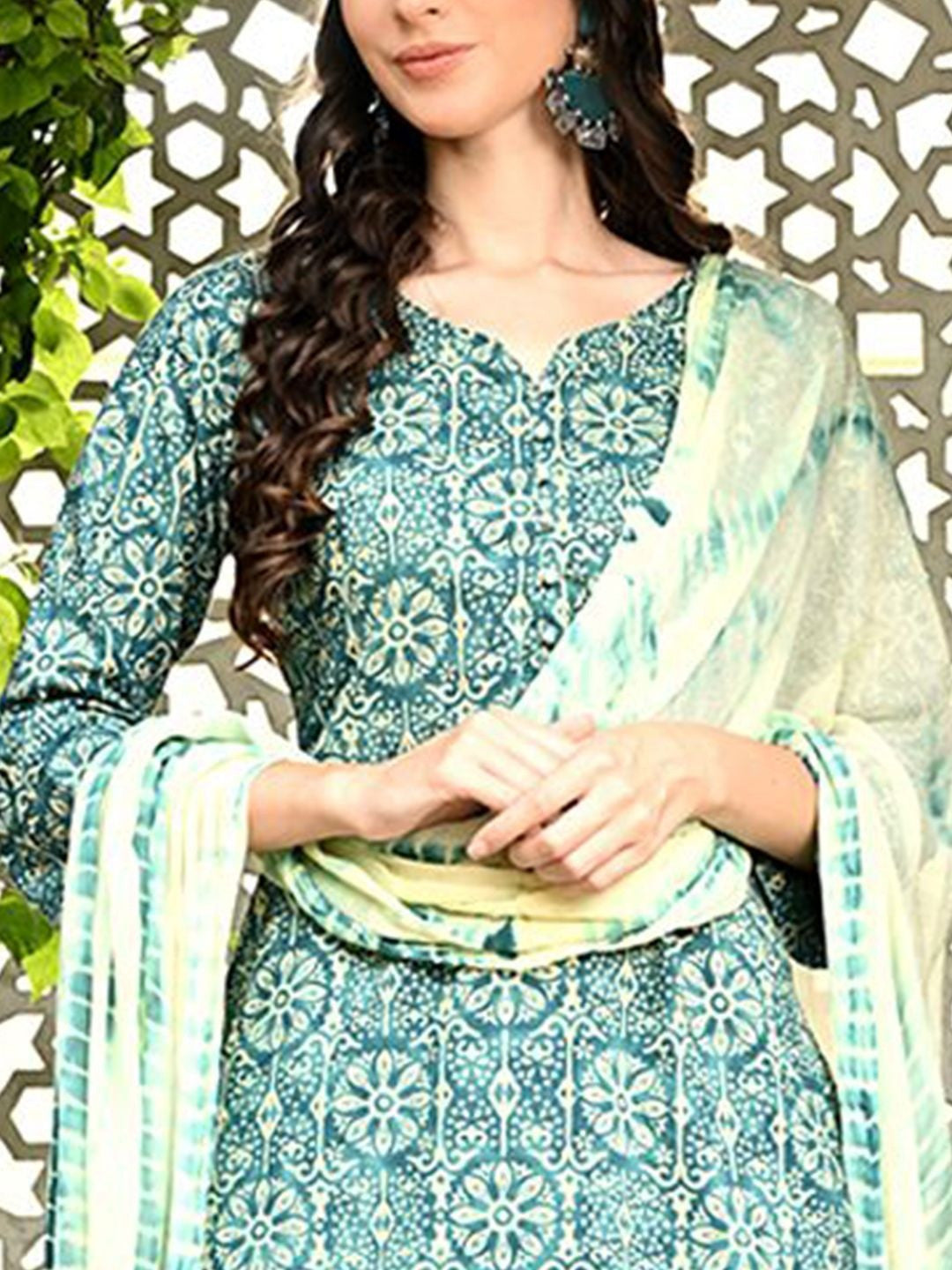 Women Ethnic Motifs Printed Regular Pure Cotton Kurta with Trousers & With Dupatta