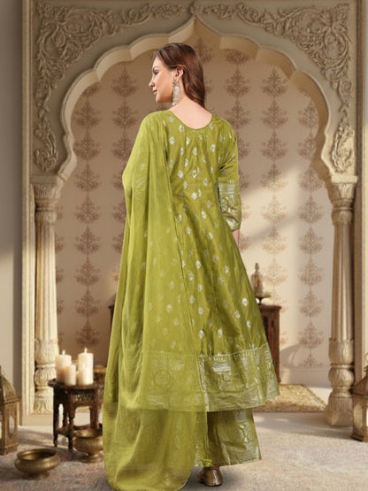 Dhiyona HOP Printed V-Neck Anarkali Kurta & Sharara With Dupatta