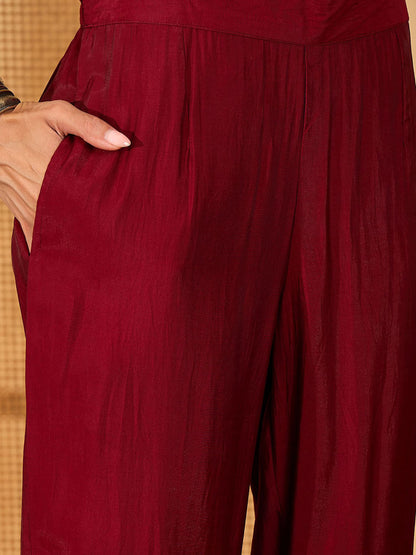 Women Woven Design Embroidered Kurta with Trousers & Dupatta