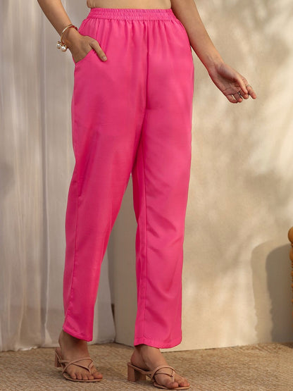 Women Floral Printed Regular Thread Work Kurta with Trousers & With Dupatta