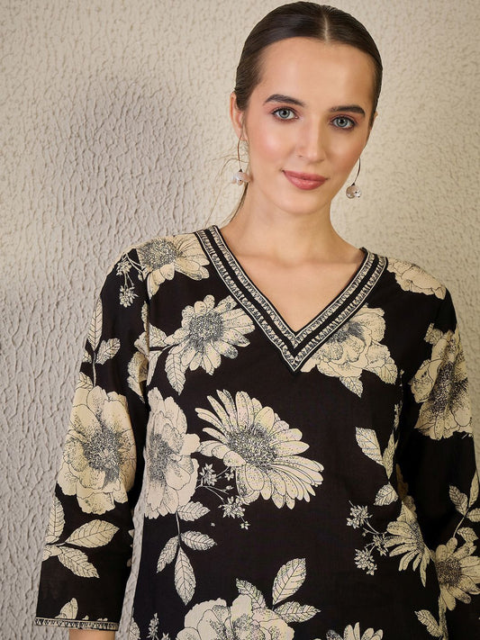Dhiyona IE Women Floral Print Straight Kurta & Trousers Co-Ord Set