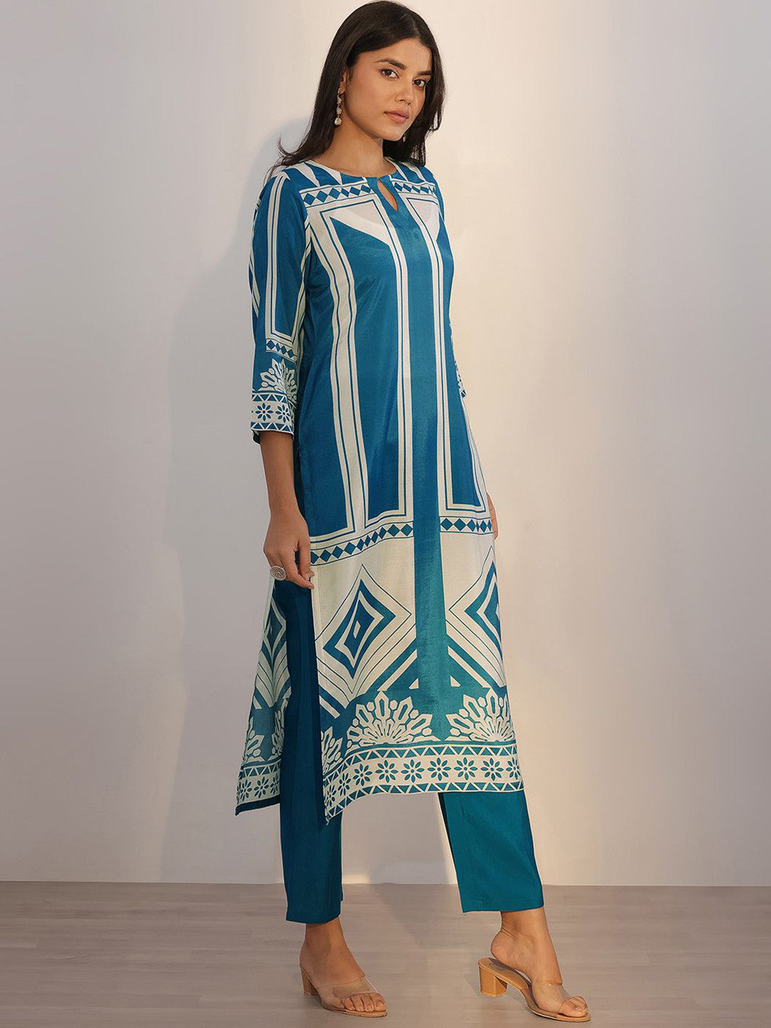 Printed Regular Kurta With Trousers & Dupatta