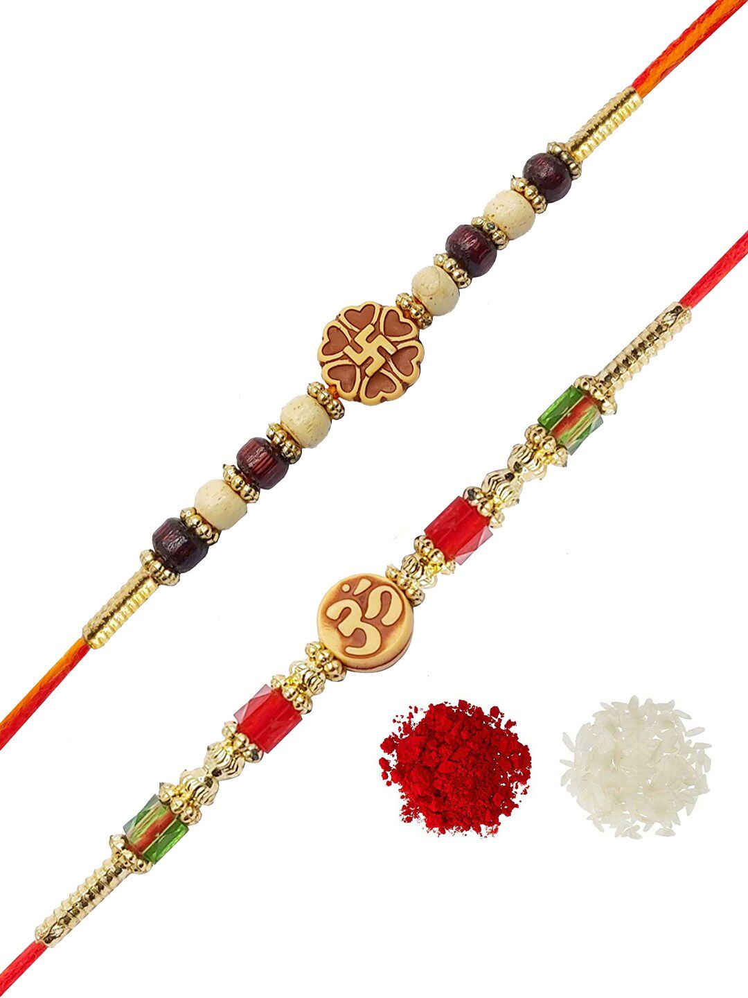 Dhiyona Unisex Set Of 2 Beaded Thread Rakhi