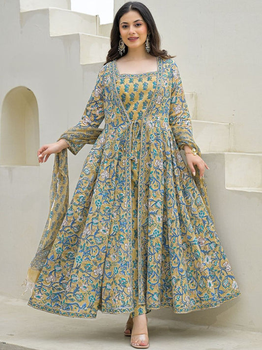 Dhiyona KL Women Printed Pure Cotton Kurta Sets With Dupatta
