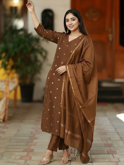 Dhiyona KL Women Ethnic Motifs Printed Regular Kurta with Trousers & With Dupatta