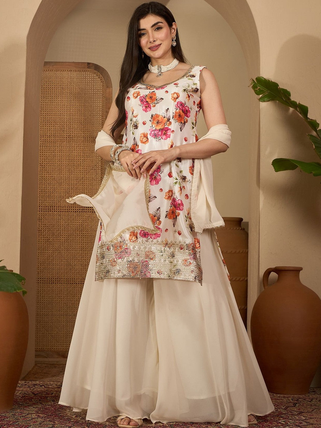 Women Off White Kurta Sets