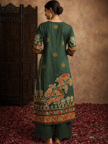 Women Floral Printed Regular Pure Cotton Kurta with Palazzos & With Dupatta
