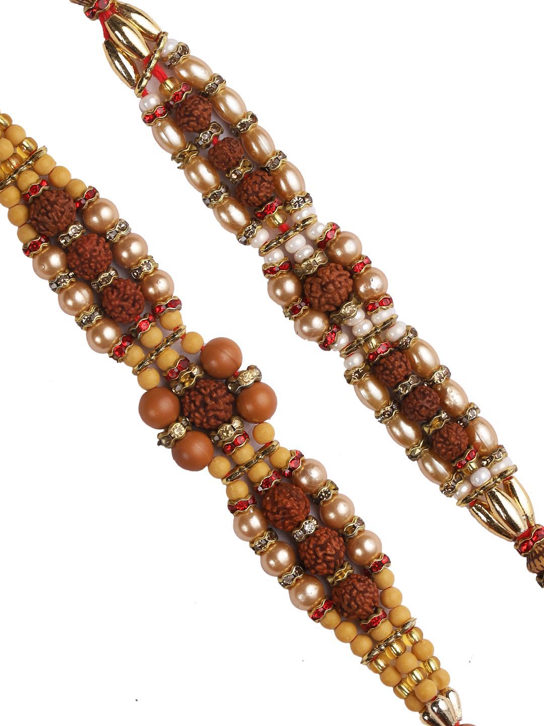 Dhiyona Set Of 2 Brown Rudaraksh Beaded Rakhis Comes With Roli Rice & Greeting Card