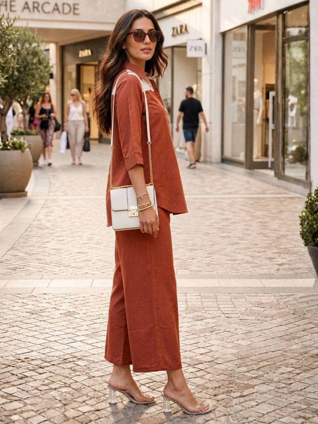 Prisha apricot cotton co-ord set