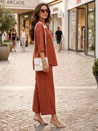 Prisha apricot cotton co-ord set
