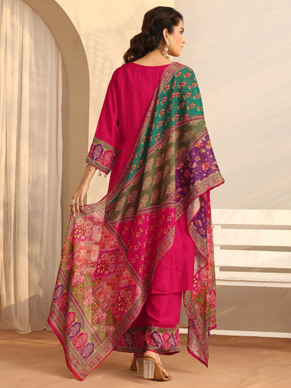 Dhiyona LL Women Ethnic Motifs Embroidered Regular Mirror Work Kurta with Palazzos & With Dupatta