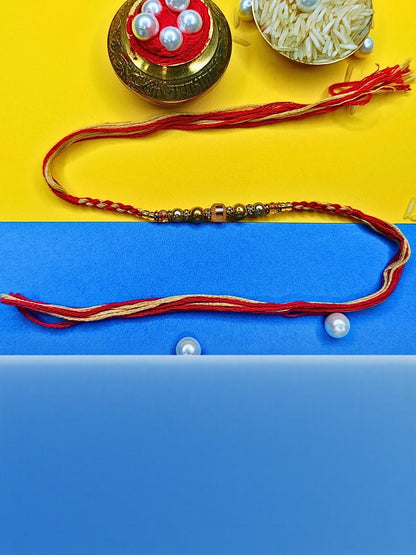 Dhiyona Set Of 3 Beaded Cotton Thread with AD Stones & Meenakari Designer Rakhi for Brother
