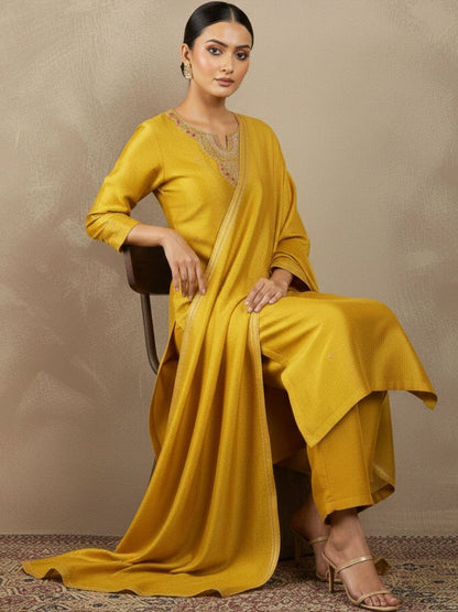 Dhiyona VA Women Regular Thread Work Kurta with Palazzos & With Dupatta