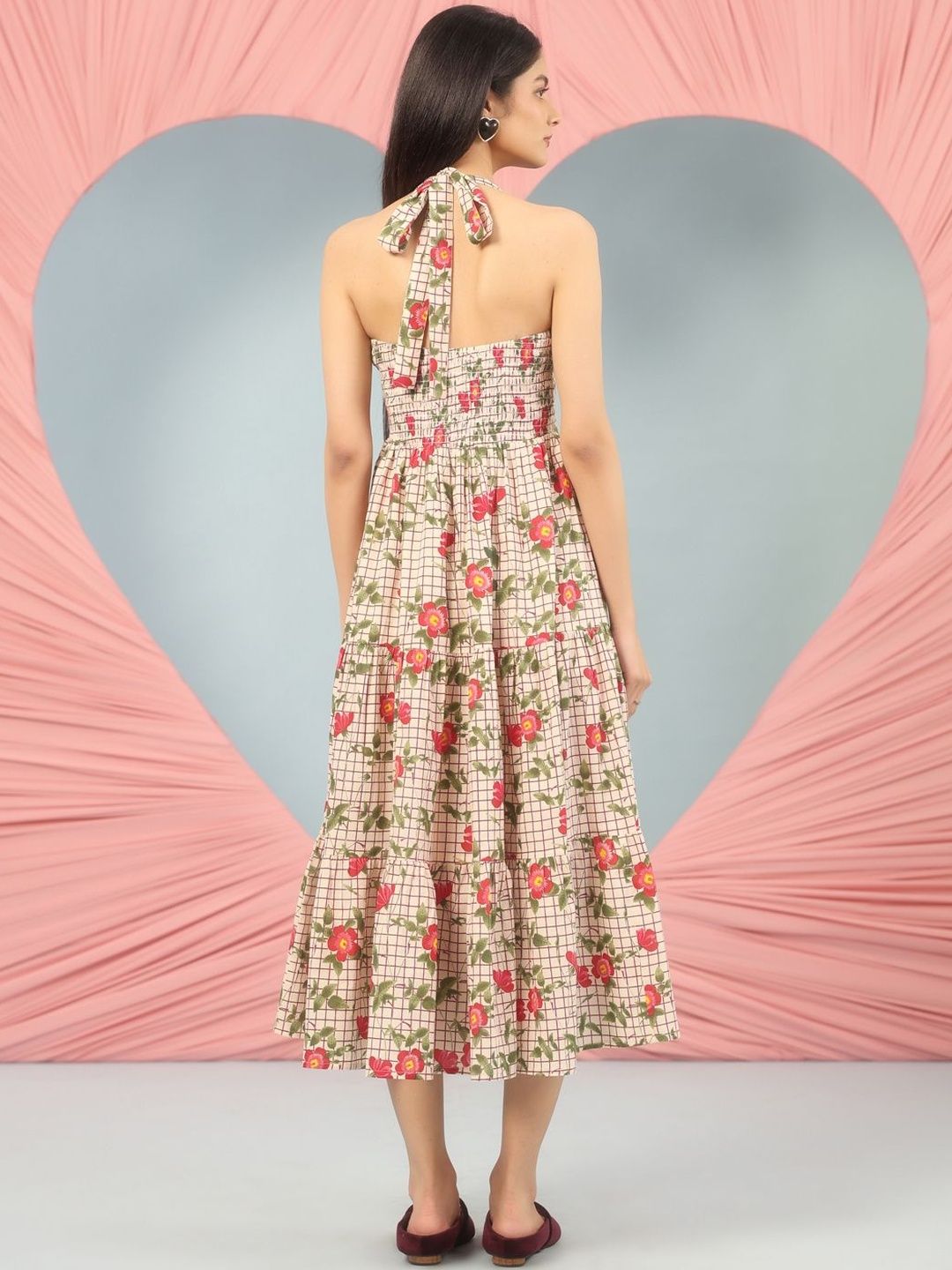 Dhiyona AY Women's Printed Cotton Fit & Flared Maxi Ethnic Dresses