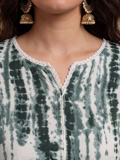 Geometric Printed Pure Cotton Round Neck Kurta & Trousers