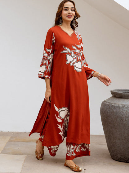 Women Floral Printed Kurta with Palazzo