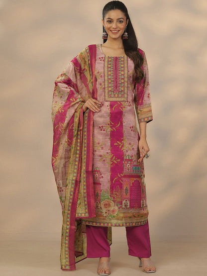 Women Floral Printed Regular Kurta with Trousers & With Dupatta