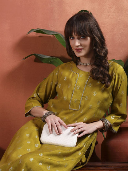 Women Ethnic Motifs Printed Regular Thread Work Kurta with Trousers