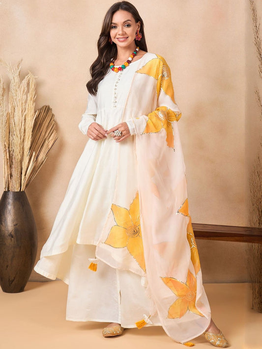 Dhiyona SN Women Floral Empire Kurta with Palazzos & With Dupatta