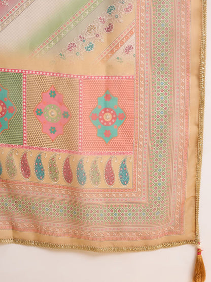 Dhiyona CH Women Ethnic Motifs Embroidered A-Line Kurta with Trousers & Dupatta