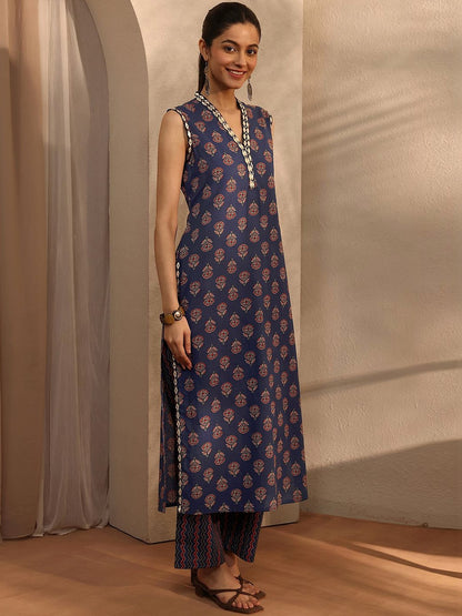 Women Ethnic Motifs Printed Regular Thread Work Kurta with Trousers