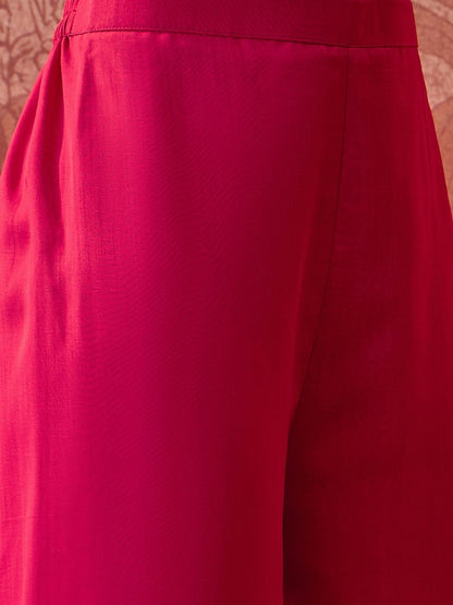 Embroidered V-Neck Kurta & Palazzos Kurta Set