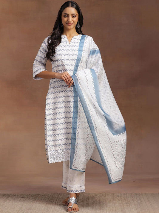 Women Printed Regular Kurta with Trousers & With Dupatta