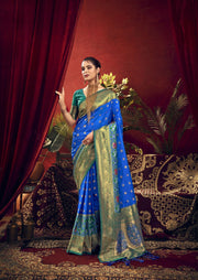 Women Paithani Nidhi Royal Blue Saree With Unstiched Blouse