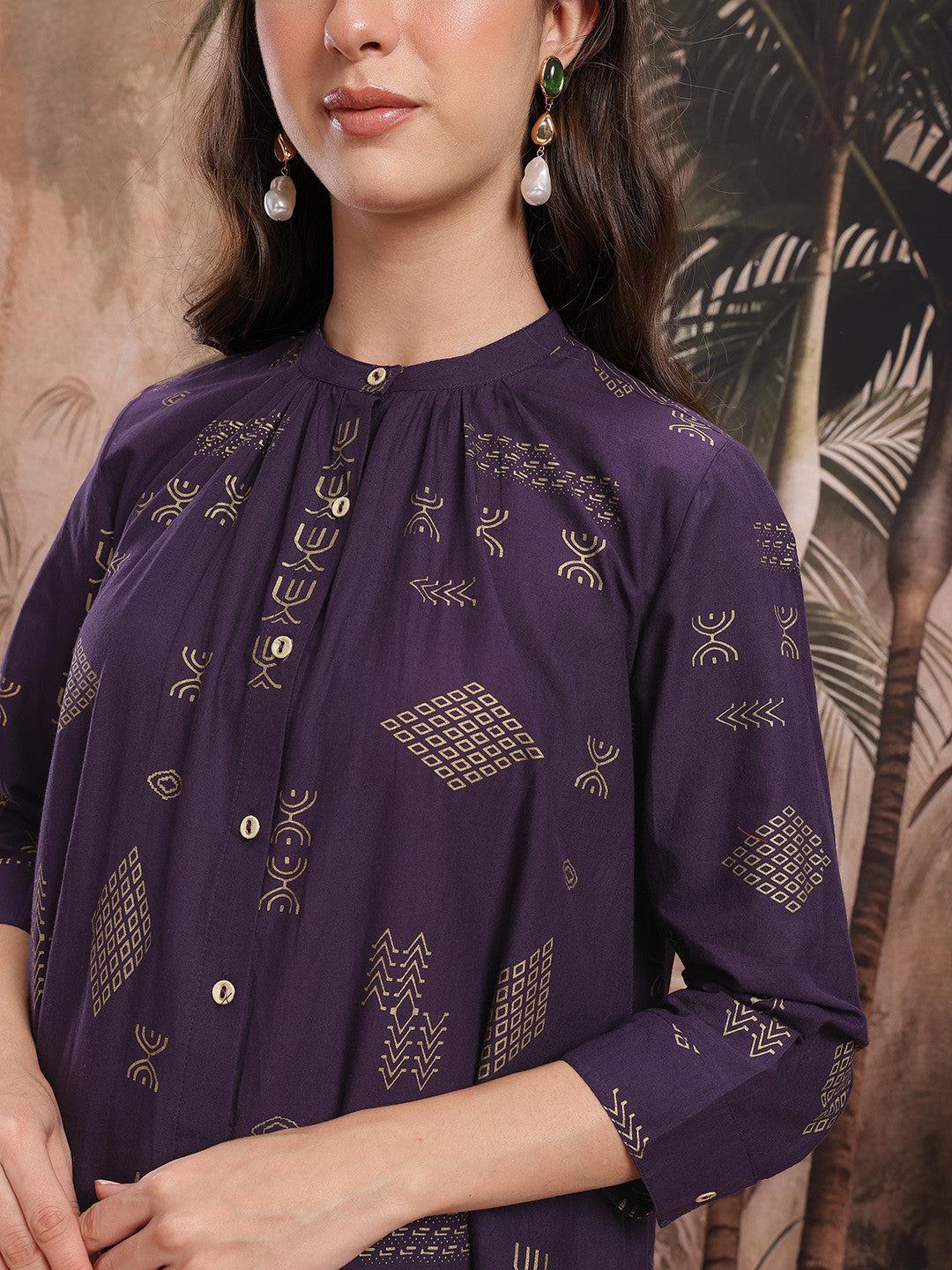 Ethnic Motifs Printed Regular Pure Cotton Kurta with Trousers