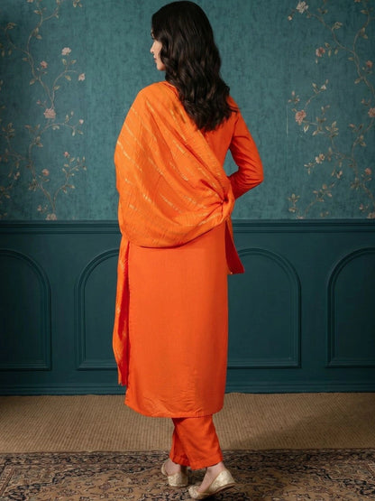Women Ethnic Motifs Embroidered Regular Thread Work Kurta with Trousers & With Dupatta