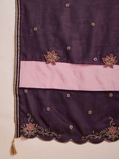 Zari & Sequin Embroidered A-Line Kurta & Salwar With Dupatta