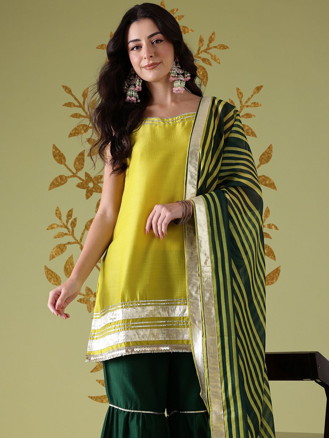 Dhiyona AN Gotta Patti Kurta with Sharara & Dupatta