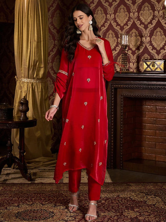 Dhiyona CH Women Ethnic Motifs Embroidered Regular Sequinned Kurta Set