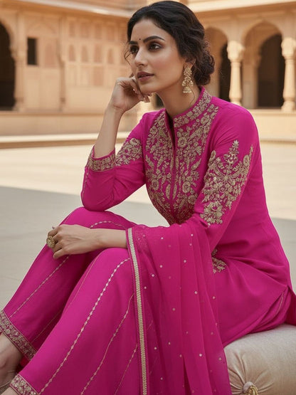 Dhiyona HOP Embroidered Mandarin Collar Kurti & Sharara Sets