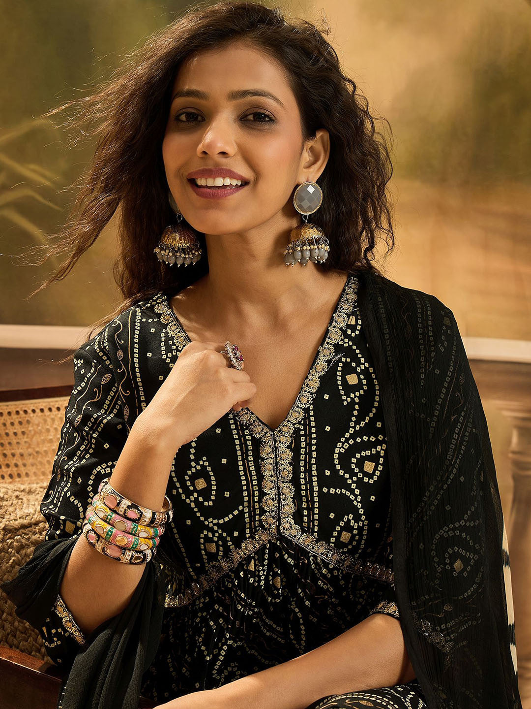 Bandhani Printed Kurta & Palazzo With Dupatta