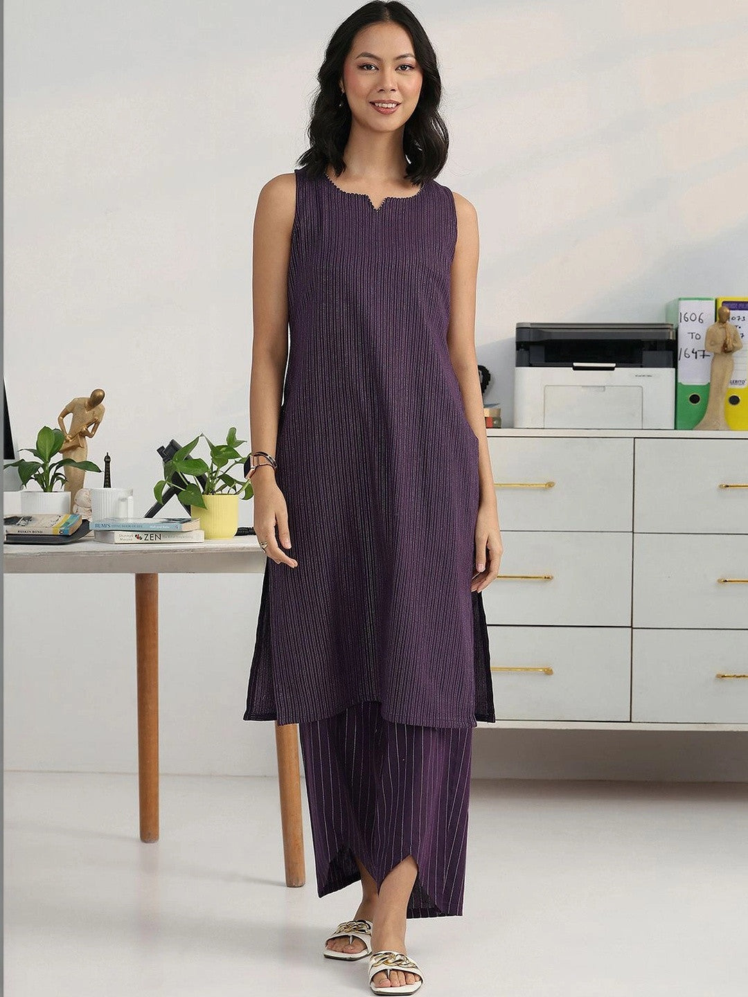 Women Striped Regular Kurta with Palazzos