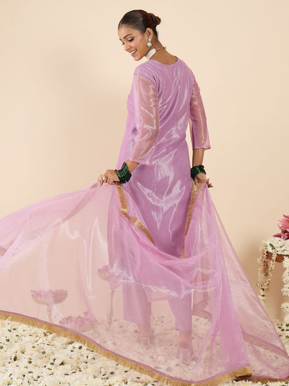 Women Ethnic Motifs Embroidered Regular Kurta with Trousers & With Dupatta