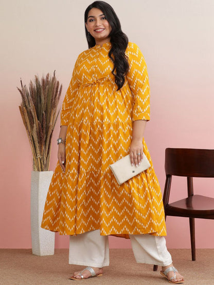 Dhiyona AY Women's Printed Pure Cotton Fit & Flared Midi Dress